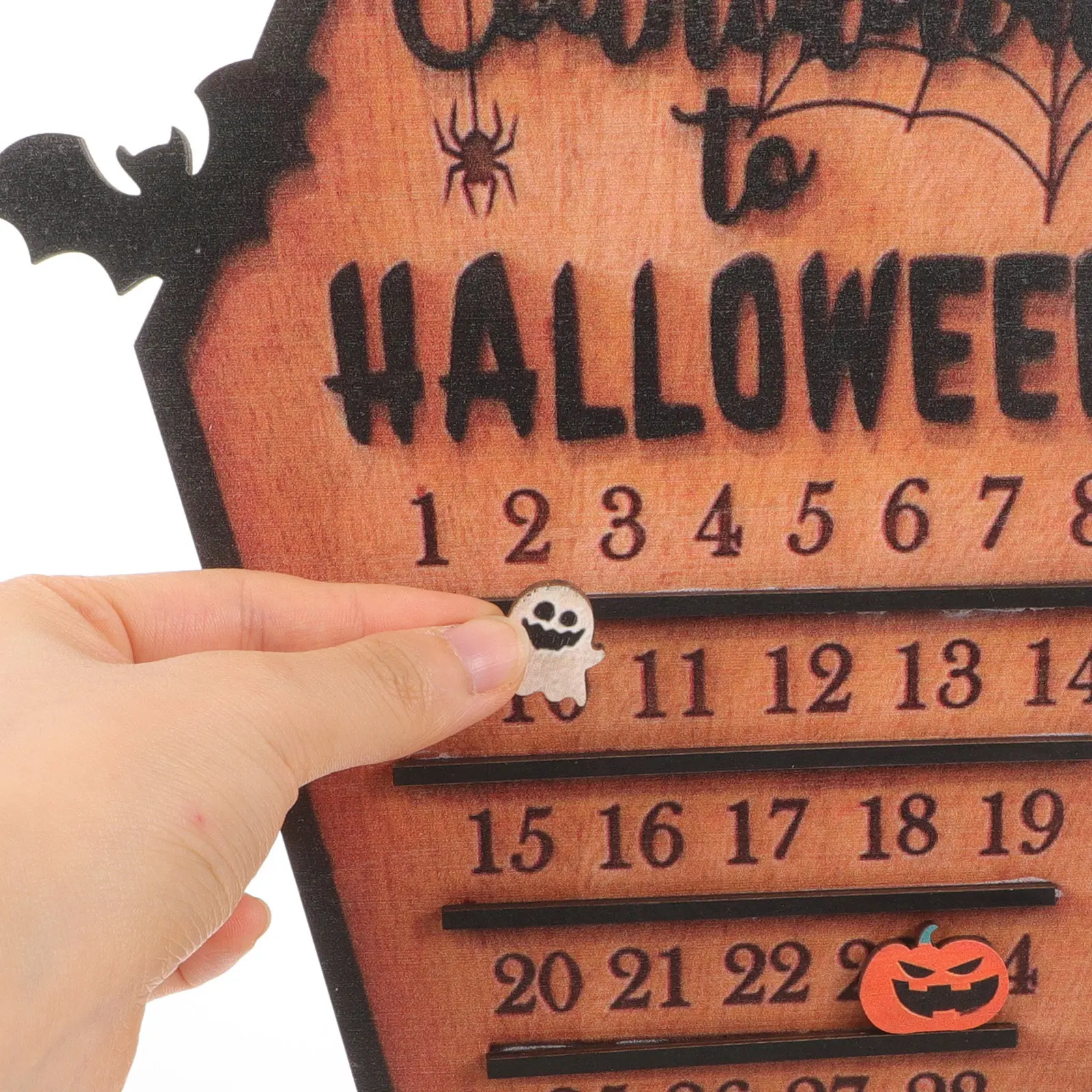 

Wooden Halloween Countdown Calendar Coffin Design Reusable Advent Decor for Wall Mantel Bookshelf Home Festive Decoration