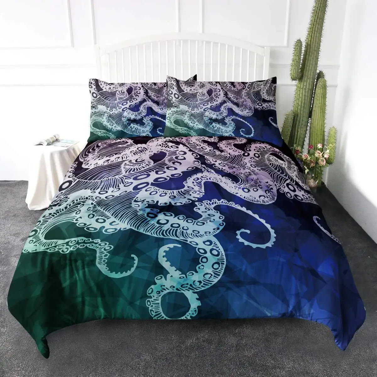 

Octopus Duvet Cover Set Octopus Tentacles Bedding Set Nautical Ocean Blue Bed Linen Sea Marine Themed Comforter Cover Full Size