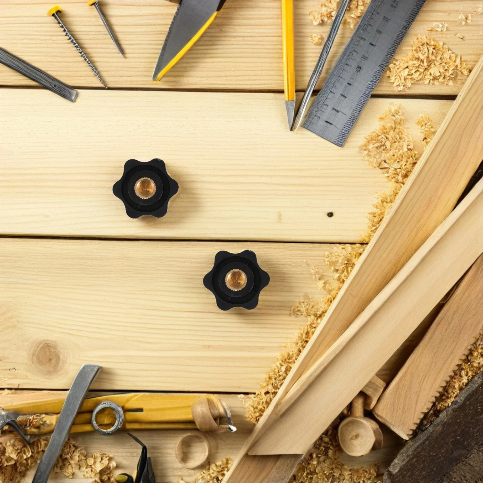 

8pcs Star Shape Handle Through Hole Design Black Plastic Clamping Knob For Machine Tools Mechanical Equipment Home Repairs