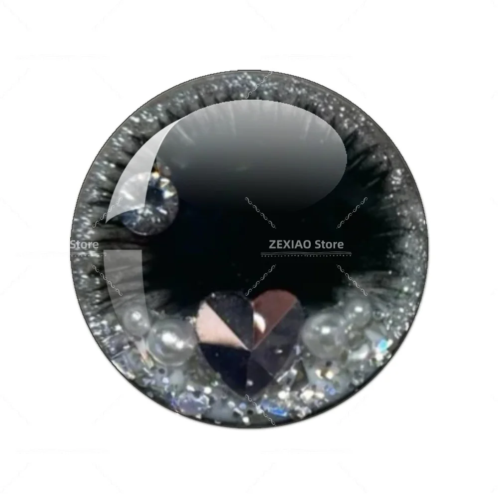 12pcs/Bag Blythe Doll Pupil Eyes Chips Anime Black Series 10mm-40mm Glass Eye DIY Jewelry Making Supplies Bulk Items Wholesale view 5