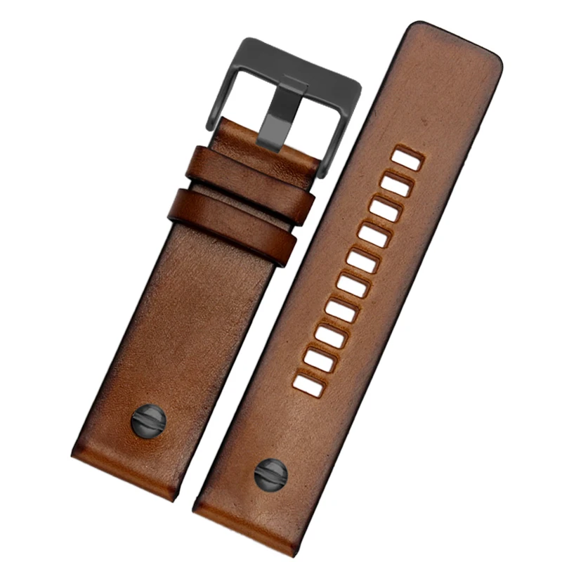 For Diesel DZ7257 DZ4323 DZ7348 DZ7313 DZ7312 DZ4318 genuine leather watch strap men large dial Retro riveted cowhide watchband