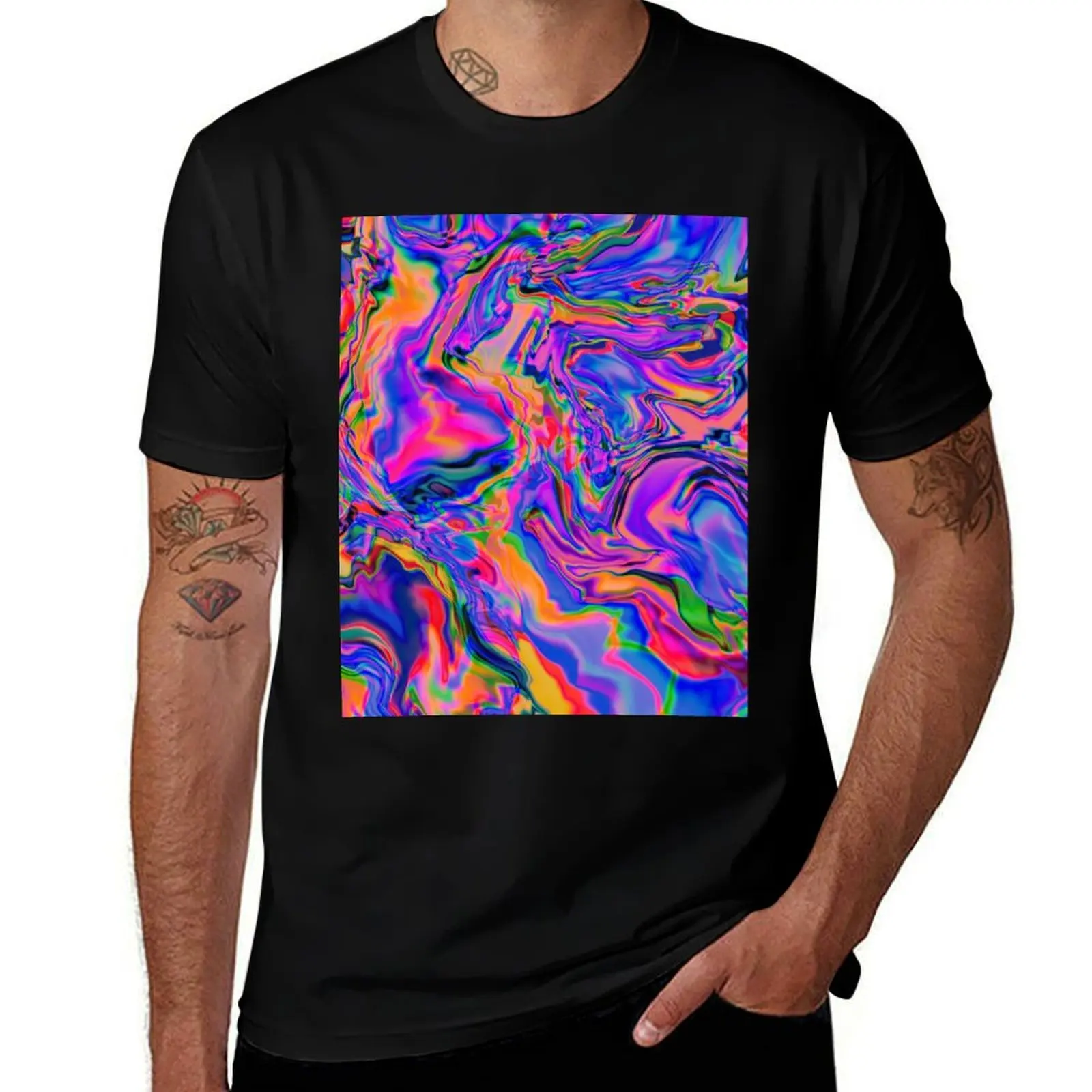 Astonish Abstract - T-shirt rose, violet, bleu, rouge, orange, vert, jaune, noir, T-shirt pour travaux de construction