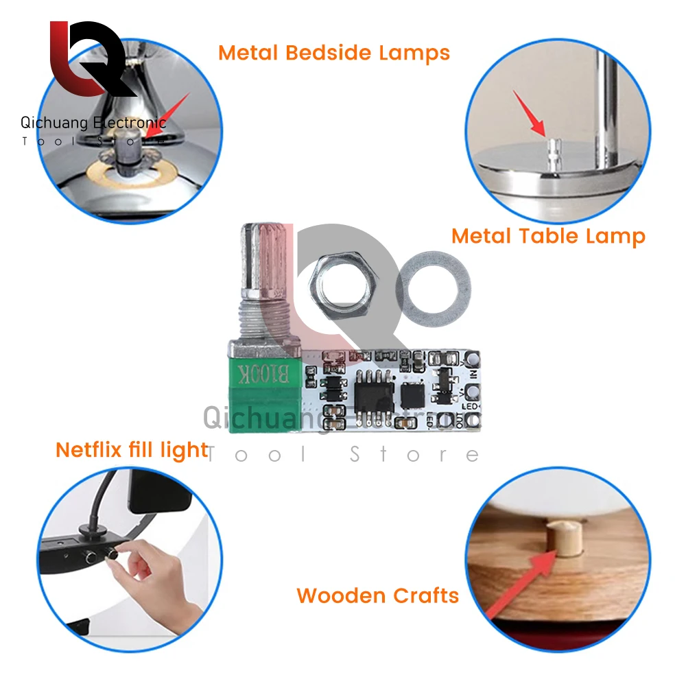 1 Stuks LED Mini Dimmer Constante Voltage Light Bar Microscoop Live Vul Live Live Light Kleine Bureaulamp Knop Potentiometer Stepless Module