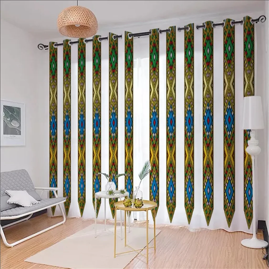 3D Print Eritrean Ethiopian Culture SabaTelet Design 2PCS Israeli Best-selling Shading Thin Curtain For Home Living Room Bedroom