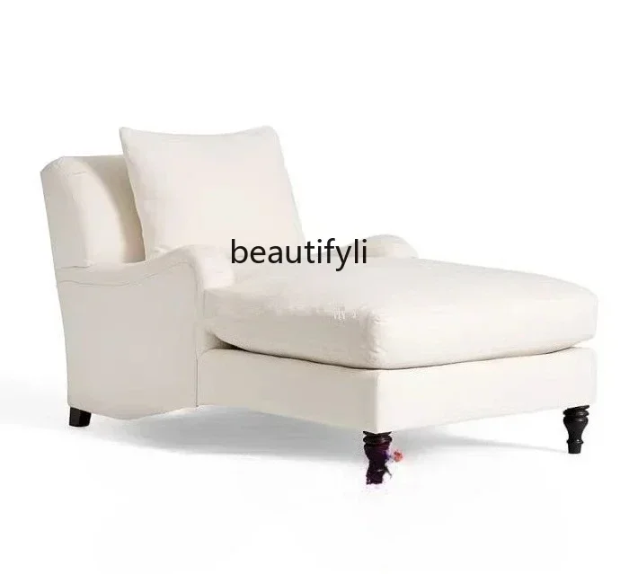 

ss1001 American simple small apartment combination modern lazy sofa single cotton and linen fabric chaise longue couch