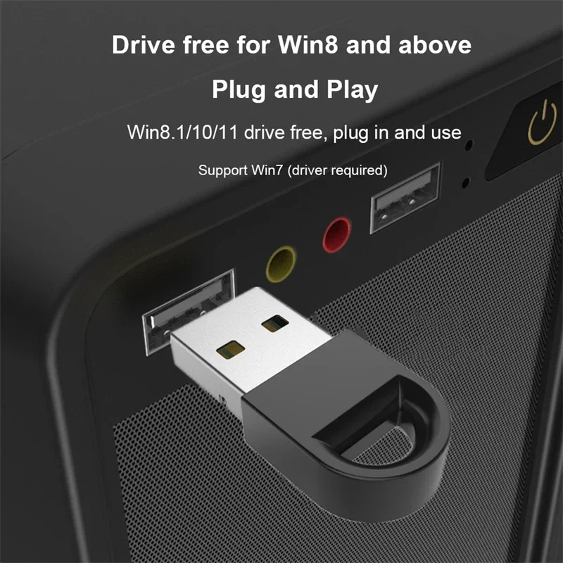 USB Bluetooth 5.1 Adapter with Key Ring Design Durable Metal & Plastic Stable Connection for PC Laptop Wireless Speaker Audio