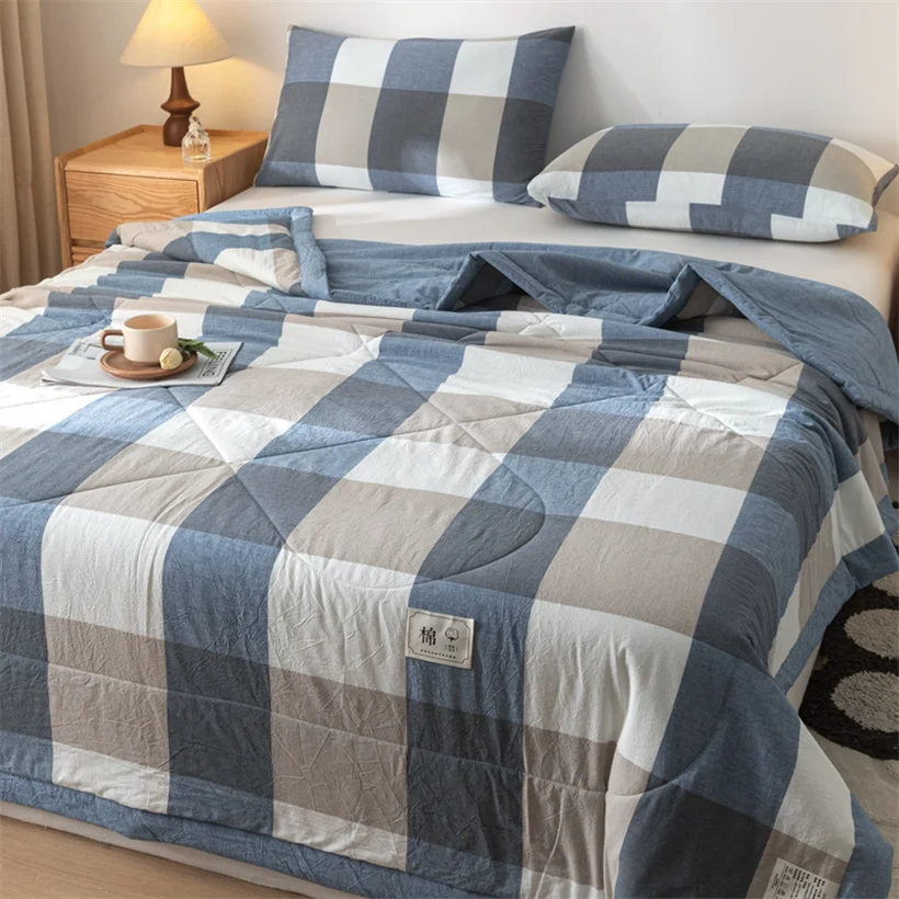 Summer 100% Cotton Thin Quilt Comforter Soft Air Conditioning All Season Quilt/Duvet/Blanket Lightweight Bed Cover Soft Bedding