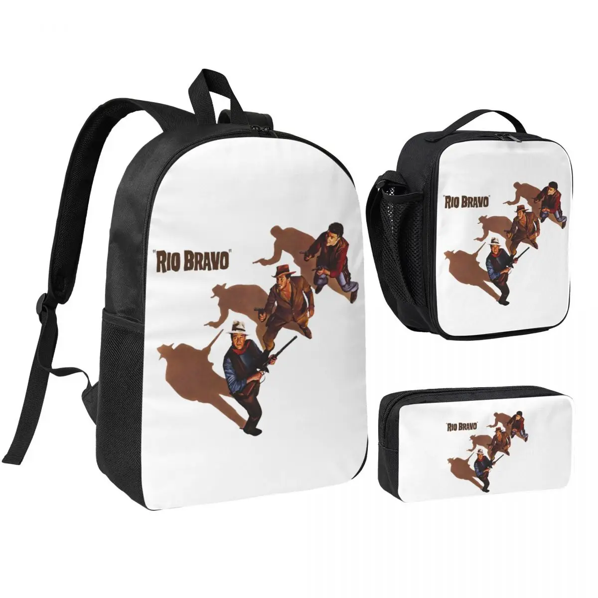 

Rio Bravo Movie Backpack Student BookBag School Bag Shoulder Bags 3ps Insulated Lunch Bag Pencil Case