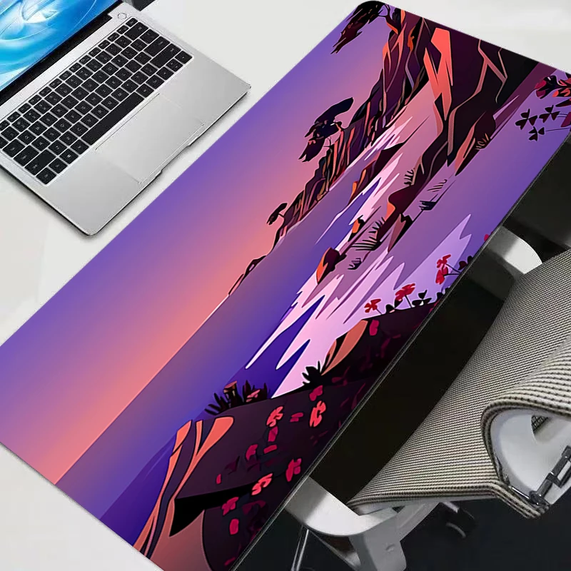 Tapis de souris XXL pour gamer, grand format, motif plage anime, tapis de bureau en caoutchouc pour clavier et souris, tapis de jeu pour ordinateur portable