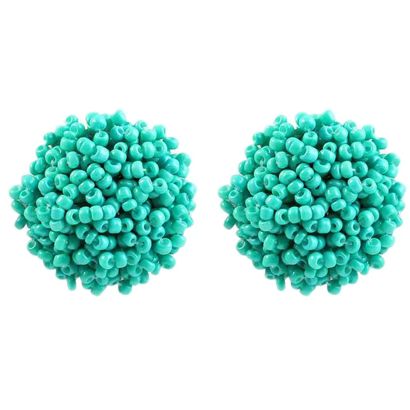 Multicolor Resin Beaded Earrings Bohemian Geometric Ethnic Style Handmade Earrings Fashion Women Daily Wear Jewelry Accessories