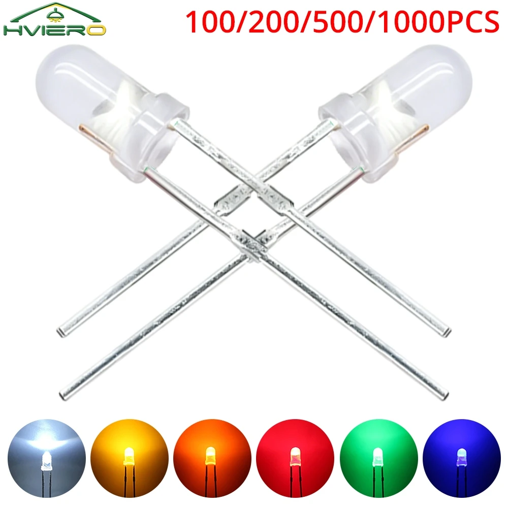 

100/200/500/1000Pcs 3mm Mini Led Light Assorted Kit DIY LED Set White Yellow Red Green Blue Orange Emitting Diode Ultra Bright