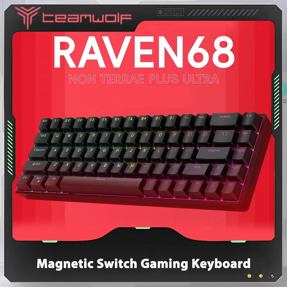 Teamwolf RAVEN68 마그네틱 스위치 RGB 게이머 키보드, 8000Hz 반응 속도, 커스터마이즈 가능한 기계식 키보드 – 발로란트 게임 액세서리