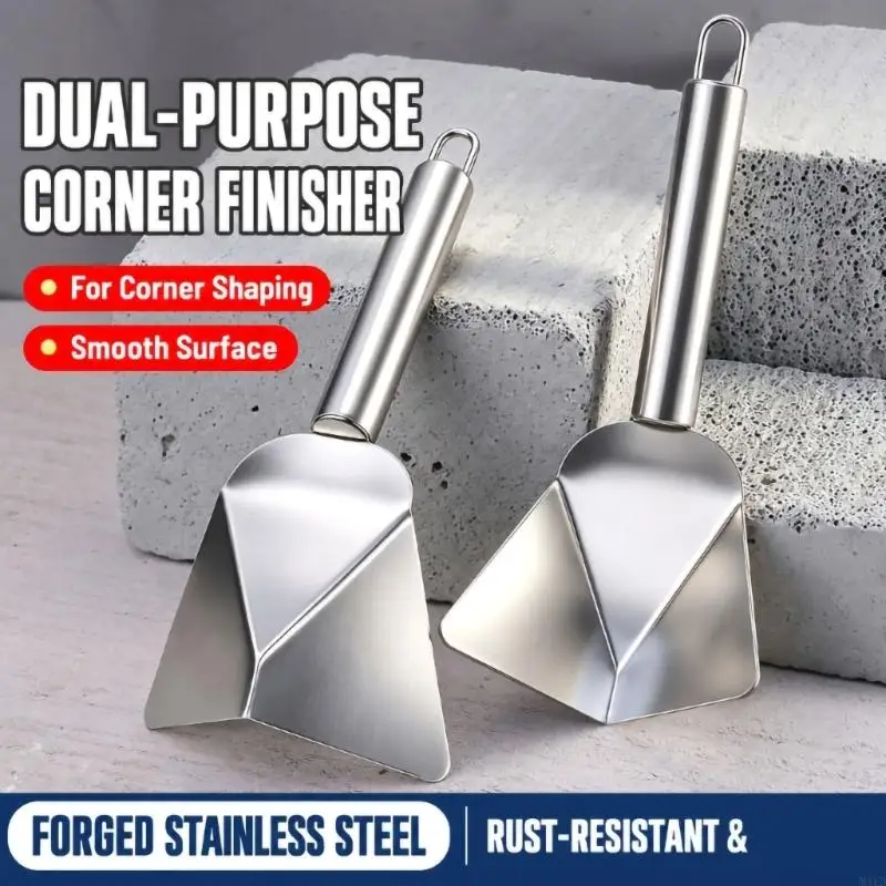 Wall Corner Finishing Trowel with Metal Working Surfaces and Rubber Grip for Controlled Putty Application M4YD