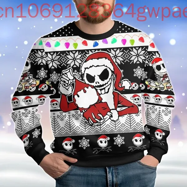 Disney Christmas Jack Skellington Ugly Men Sweater Santa Skeleton Holiday Nightmare Christmas Sweater Magic King Gift For Dad