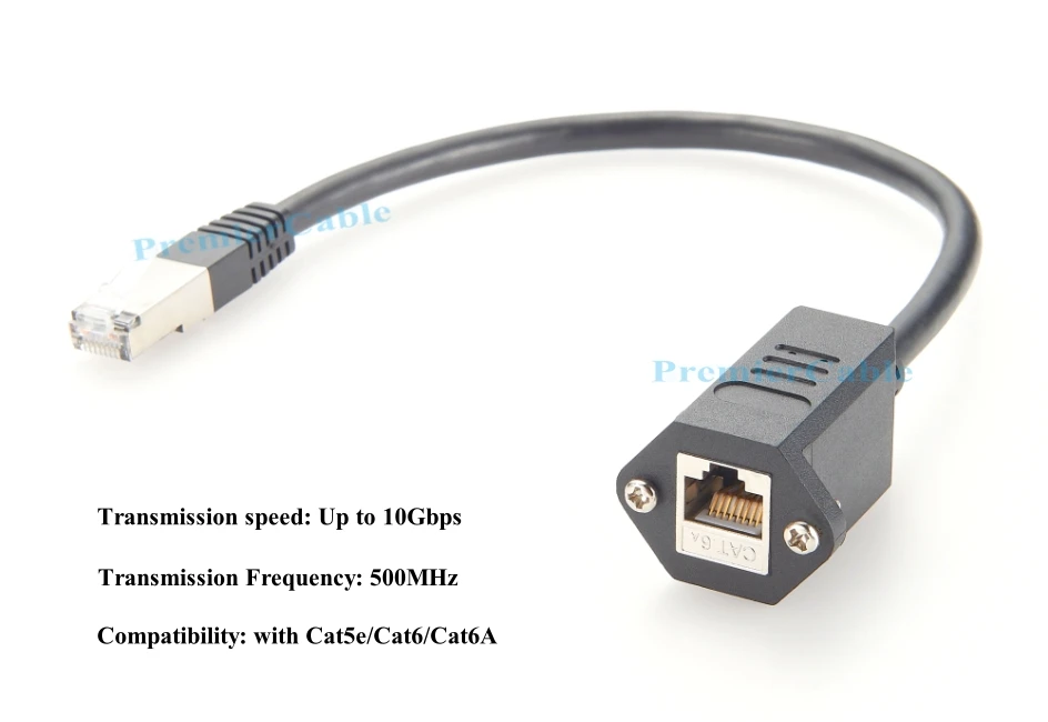 Schraubmontage-RJ45-Verlängerungskabel (Stecker auf Buchse), 10 Gbit/s, Cat6A, geschirmtes Ethernet-Durchführungs-LAN-Netzwerk-Kurz-Patchkabel – Detail 2