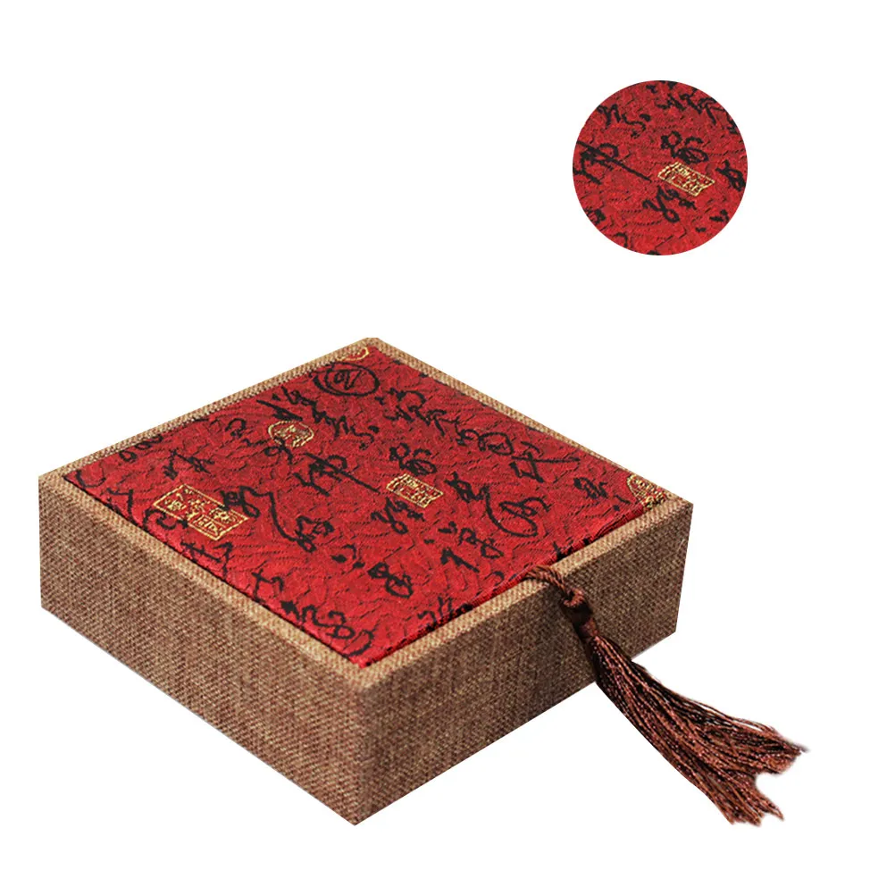 1Pcs Retro Chinese Red Tassel Gift Box Premium Jewelry Packaging Box for Buddhist Beads Bracelets Smooth Surface Exquisite