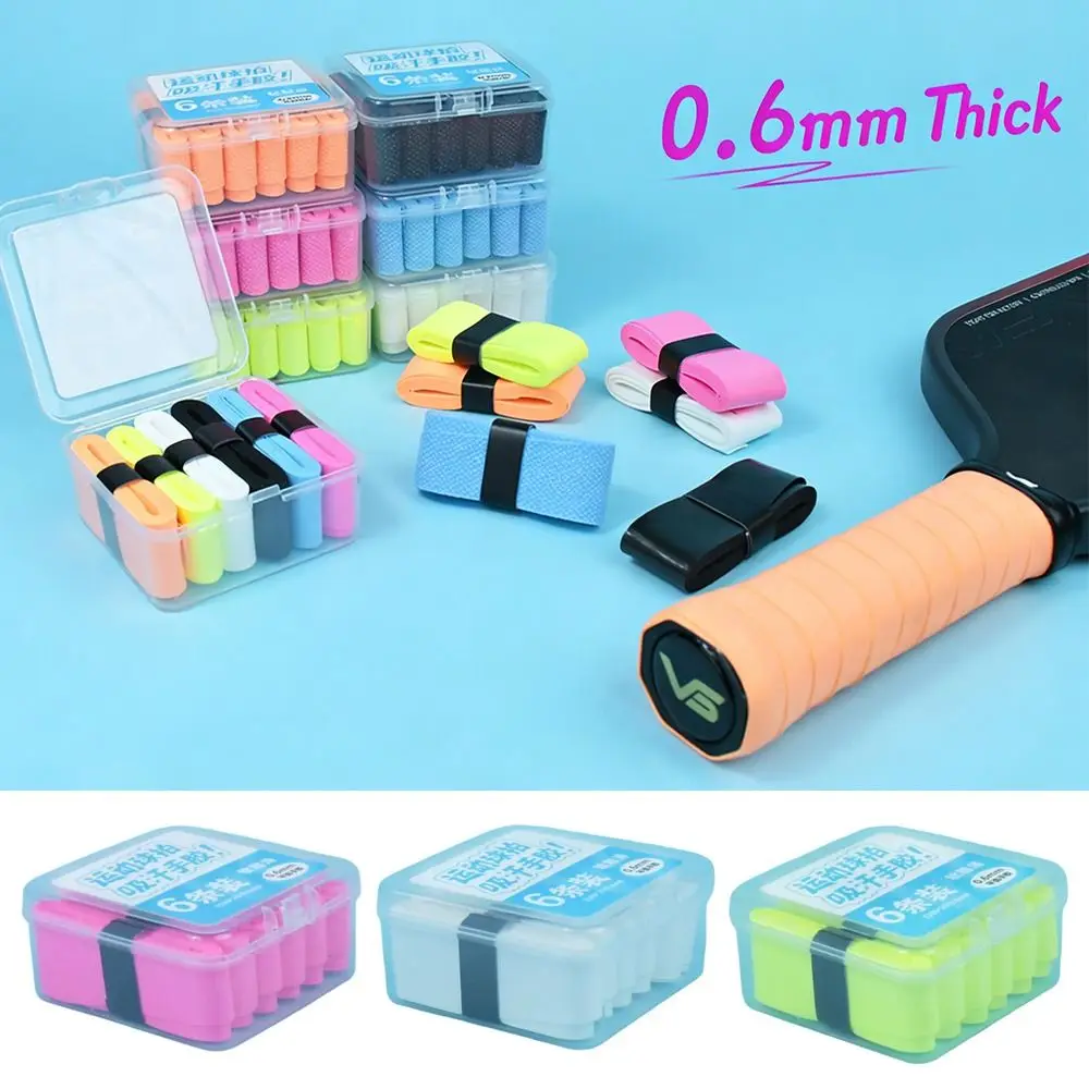 

6PCS Multicolor Pickleball Paddle Overgrip Anti-slip Absorb Sweat Tennis Grip Tape 0.6mm Thickness Shock-absorbing PU Grip Tape