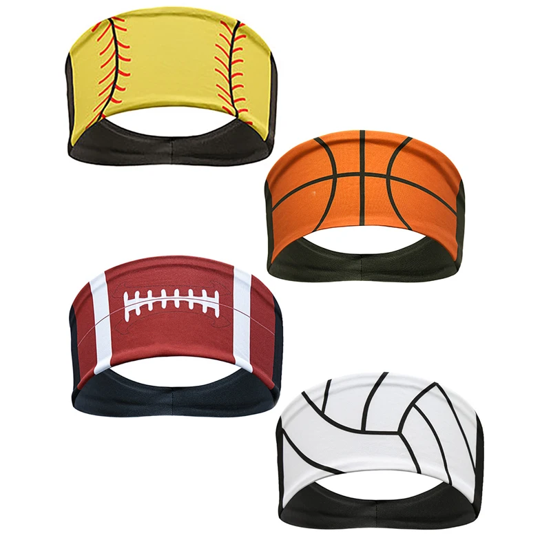 Yoga Headbands Football Basketball Volleyball Softball Pattern Headwear Wide Hair Bands Breathable Sweatband Elastic Hair Cover