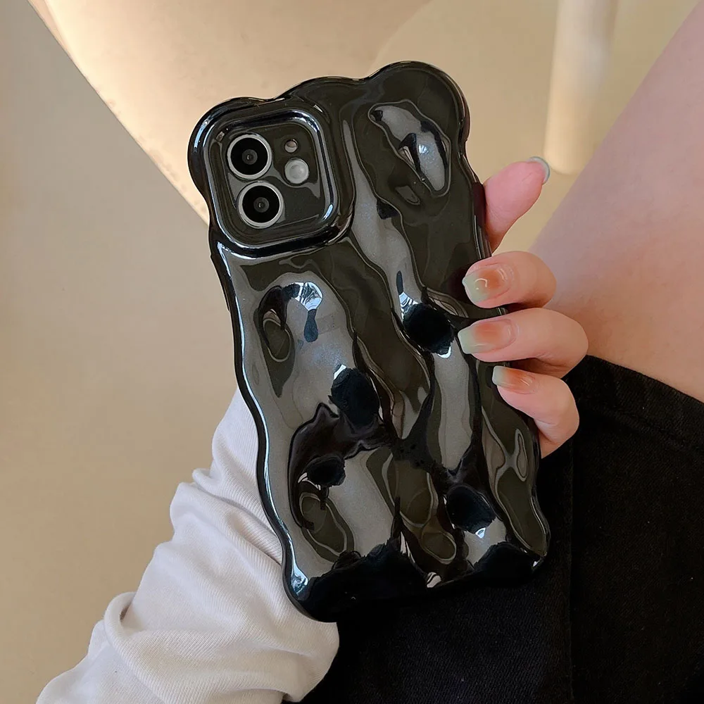 الكورية لامعة ثلاثية الأبعاد نيزك الملمس معكرون بلون الحال بالنسبة آيفون 14 برو 13 12 برو 11 برو ماكس موجة الهاتف للصدمات قذيفة