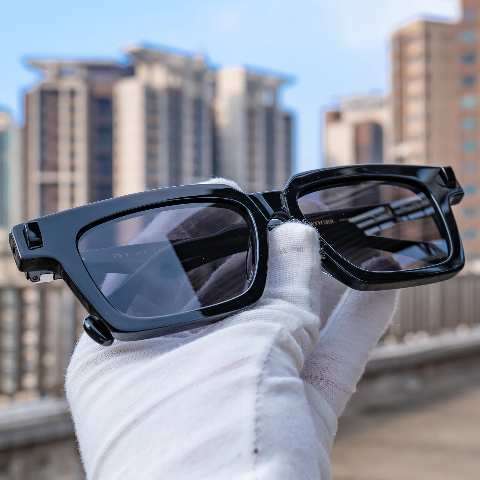 Reef Tiger унисекс квадратные оттенки RET-901 полностью серые модные солнцезащитные очки 400 УФ-защита ярко-черный прямоугольный дизайн