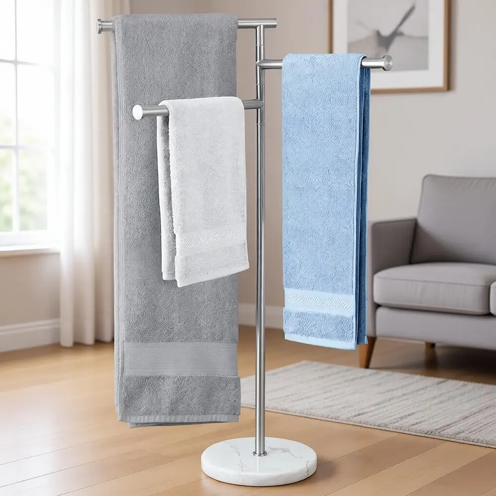 

40-Inch Floor Standing Towel Rack with 3 Swivel Bars, Premium 18/8 Stainless Steel, Brushed Finish