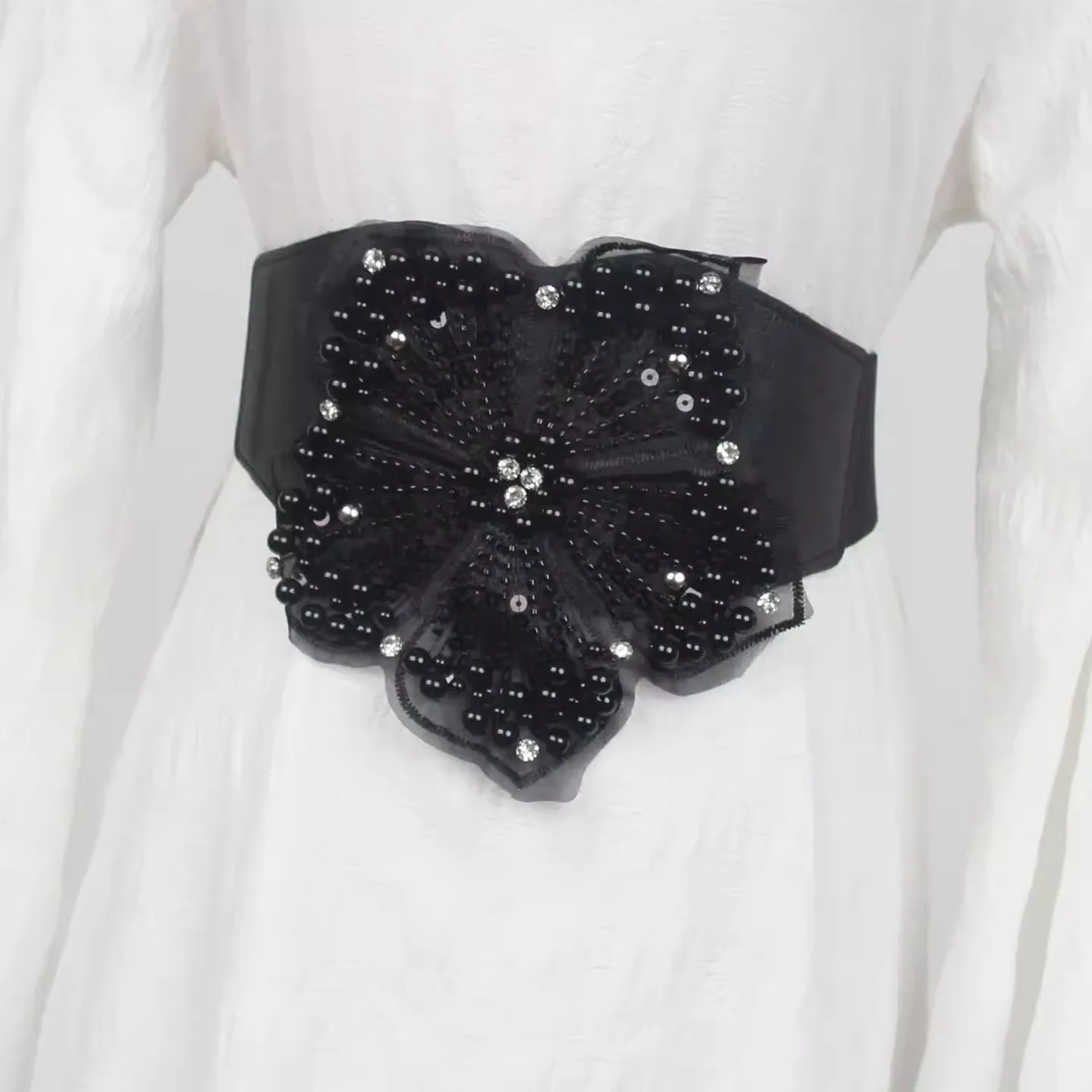 

Эластичный пояс-корсет для женщин, черный, широкий, для декора платья, J1760