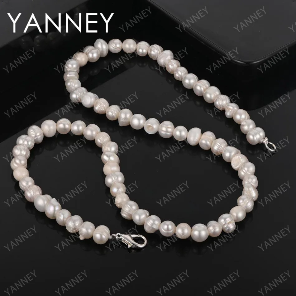New 925 Sterling Silver 16-20 Inches Purple/Pink/White Pearl Necklace Women Fashion Jewelry Gift Charm