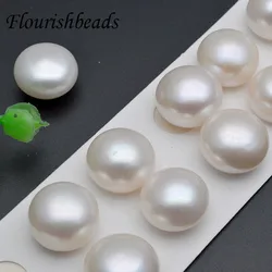 AAAA High Quality Flat Back Bread Shape Natural Half Hole Freshwater Button Pearls Beads 15mm  Diy Jewelry Making 2pcs/lot