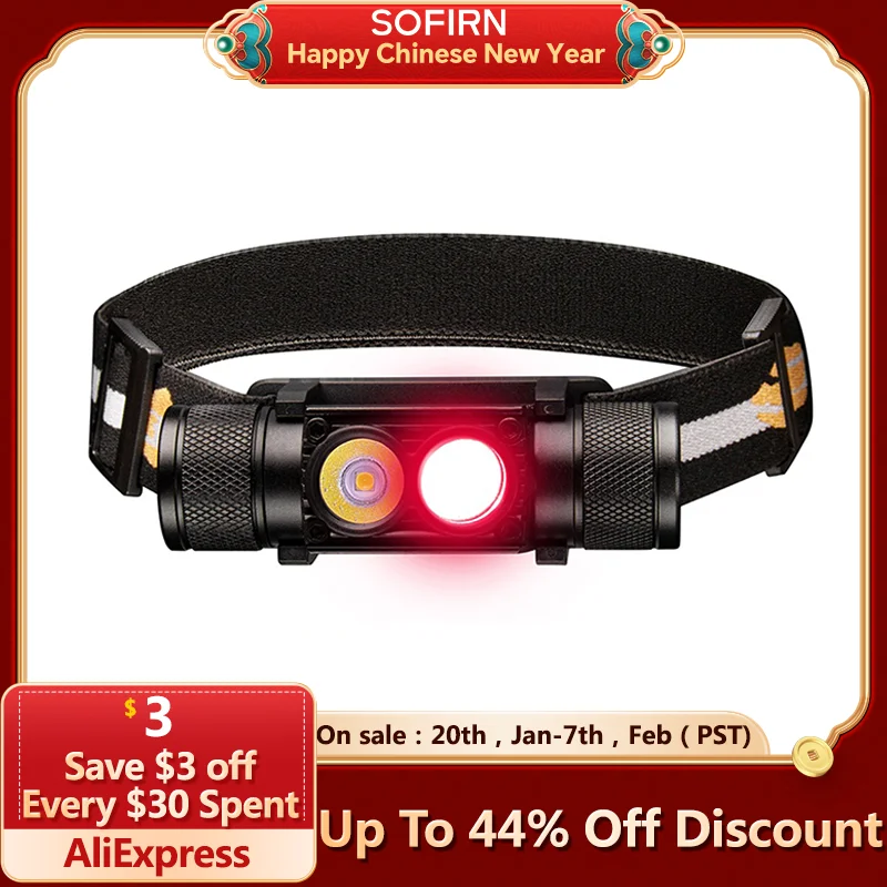 H25LR LED 90 High CRI Rechargeable Headlamp Powerful Lightweight Head Flashlight with Bright White Light  660nm Deep Red Torch