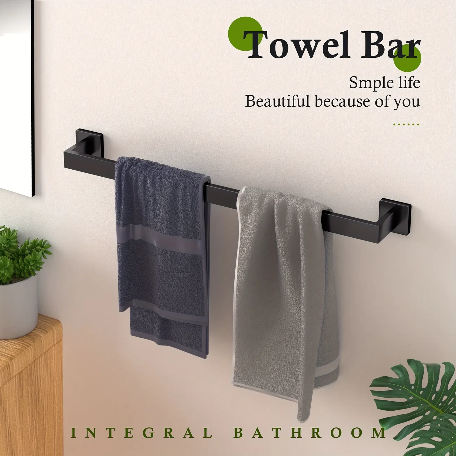 Toallero montado en la pared de acero inoxidable resistente para baño y organización, 1 unidad