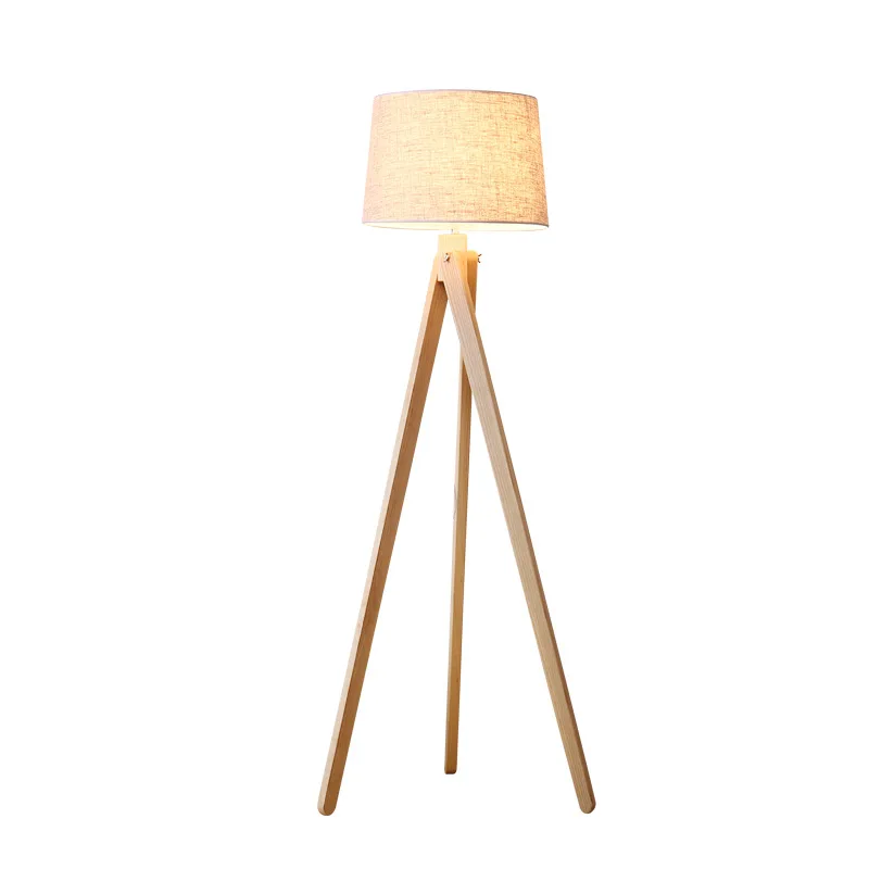 

Log Nordic style floor triangular wooden station table lamp tripod living room sitting bedroom vertical creativit