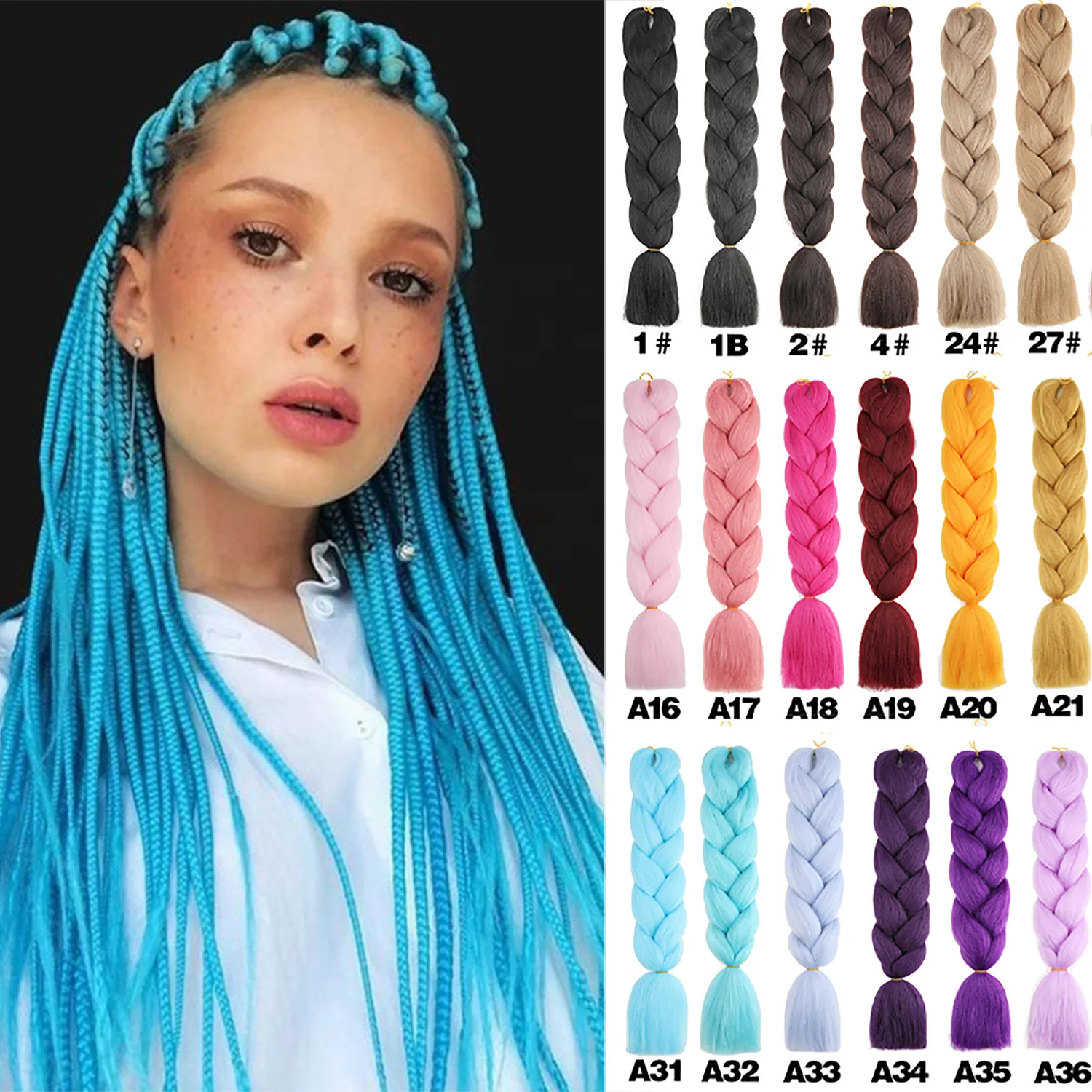 

24-дюймовые синтетические плетение волос с эффектом омбре, 1 упаковка, предварительно растянутая коробка, Jumbo, красочные вязанные крючком наращивания для женщин