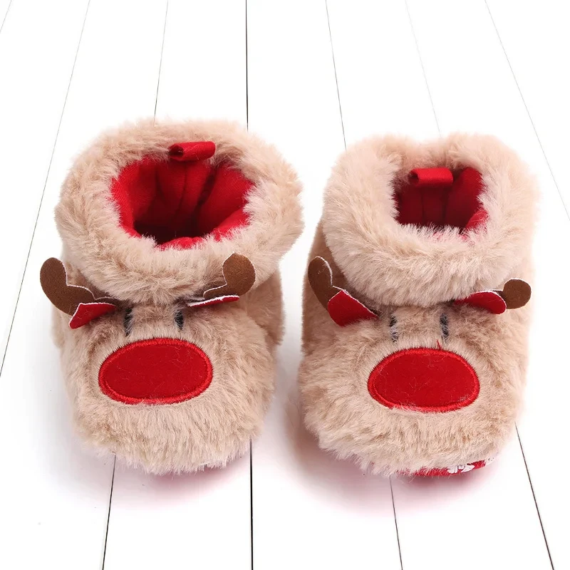 

Newborn Baby Girls Boys Snow Boots Soft Sole Anti-Slip Ankle Boots Crib Shoes Winter Warm Cozy Christmas Elk Decor Booties