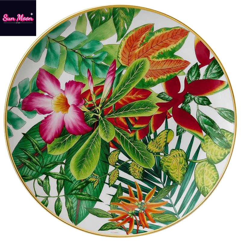 

European Bone China Tableware Tropical Rainforest Coffee Cup Dish Set Jungle Western Dinner Plate High-grade Dessert Plate