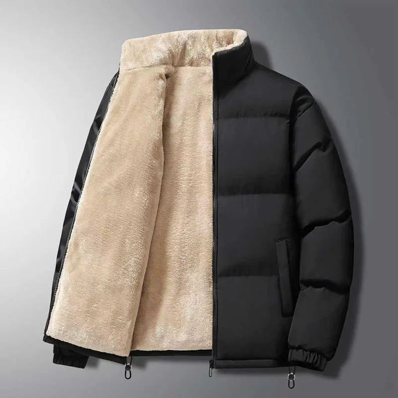 

Осенне-зимняя хлопковая куртка с воротником-стойкой на флисовой подкладке, мужские парки с подкладкой из овечьей шерсти, утолщенное теплое морозостойкое пальто
