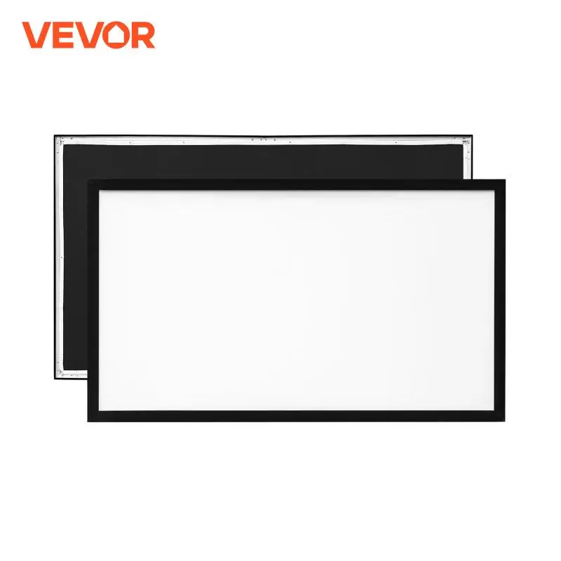 VEVOR Projector Screen 92 100 110 120 130 135 155 in Aluminum Fixed Frame 16:9 4K HD Home Cinema Theater Wall Mountable Displays