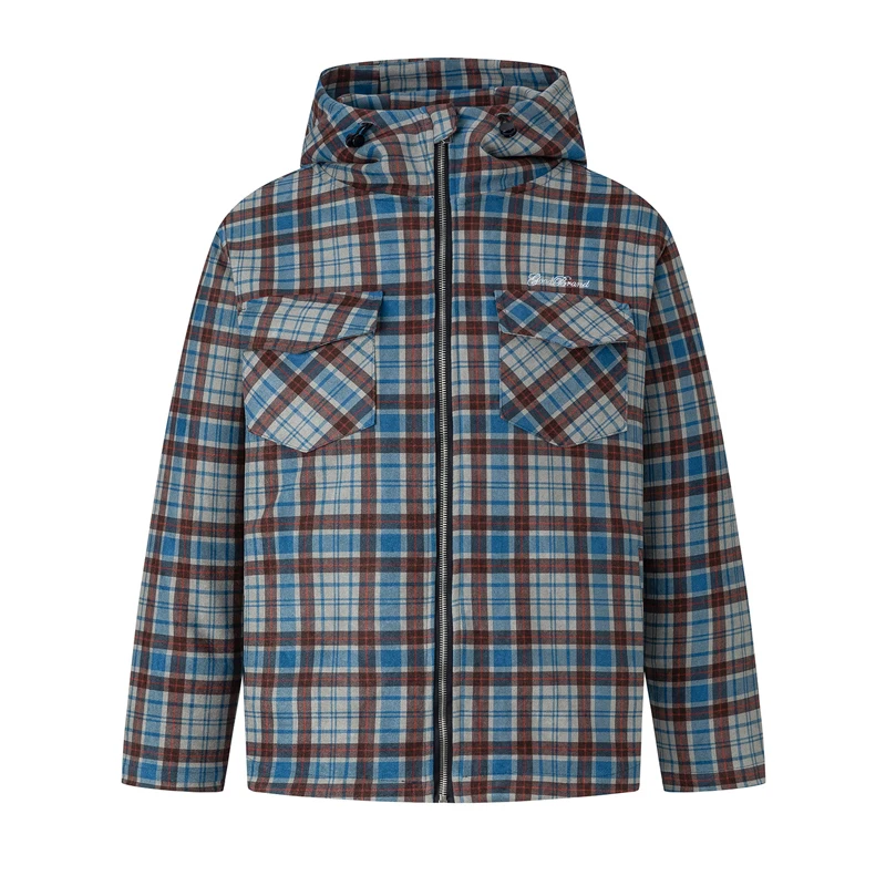 

GOODBRAND Hooded Jacket Fashionable Pearl Decoration Embroidery Checkered Outerwear Casual Loose GOOD Jackets Sweatshirt