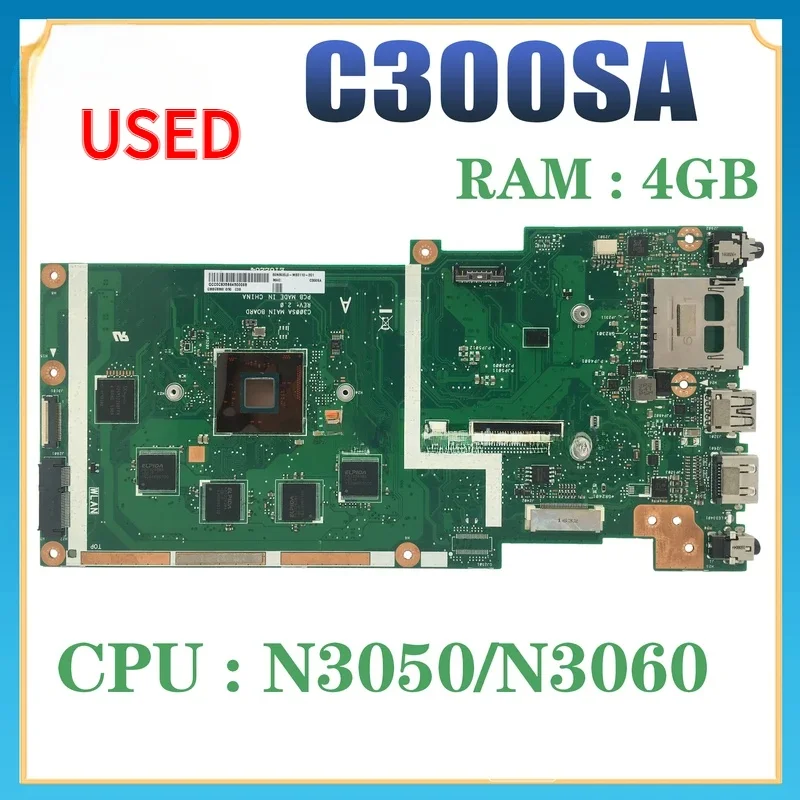 Материнская плата C300S для ASUS Chromebook C300 C300SA, материнская плата для ноутбука N3050/N3060, 4 ГБ/ОЗУ, SSD-16G/32G/64G/128G, 100% тест в порядке