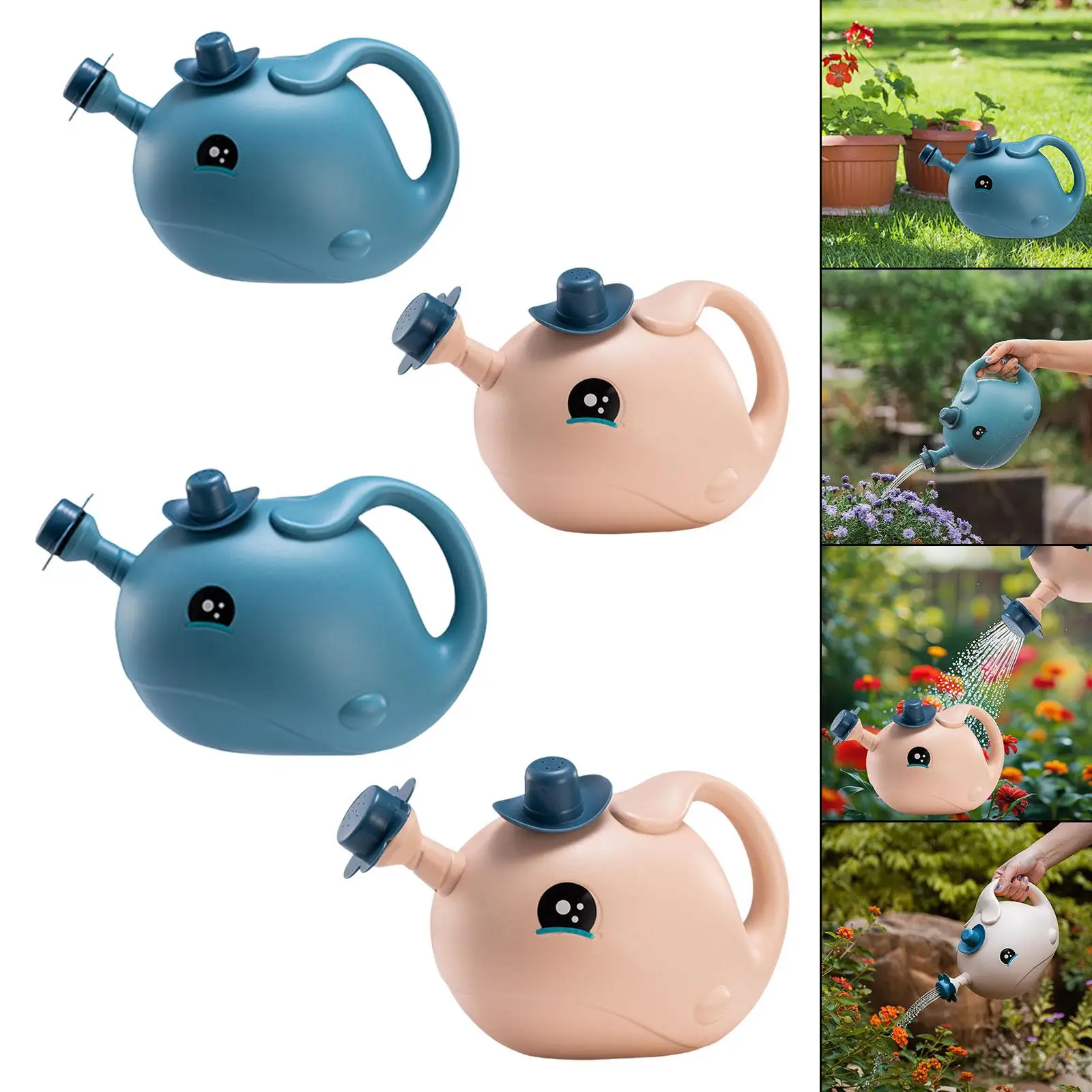 Whale Shape Kids Watering Pot Anti Slip Handle 14 Hole Nozzle Spray Head for Indoor Outdoor Plant Watering Garden Tool