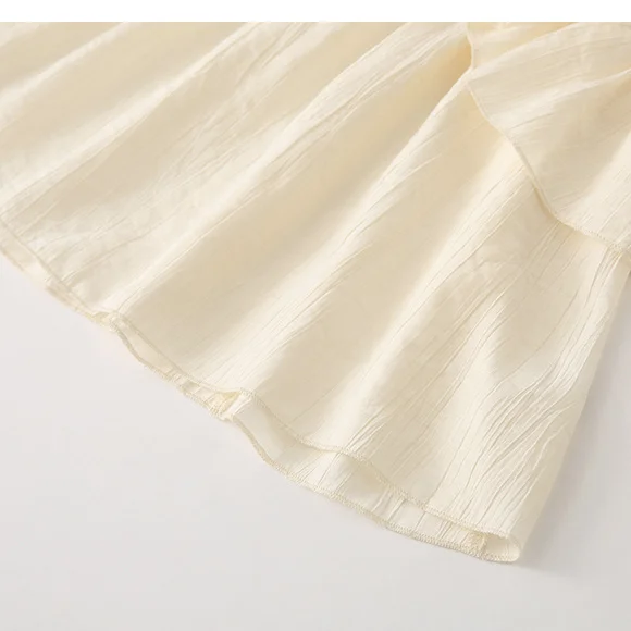 قمصان نسائية قصيرة الأكمام تظهر مهزومًا متعددة الرقبة ملابس احترافية من الأورجانزا مزينة بأناقة القصر الأنيقة الأولى #4