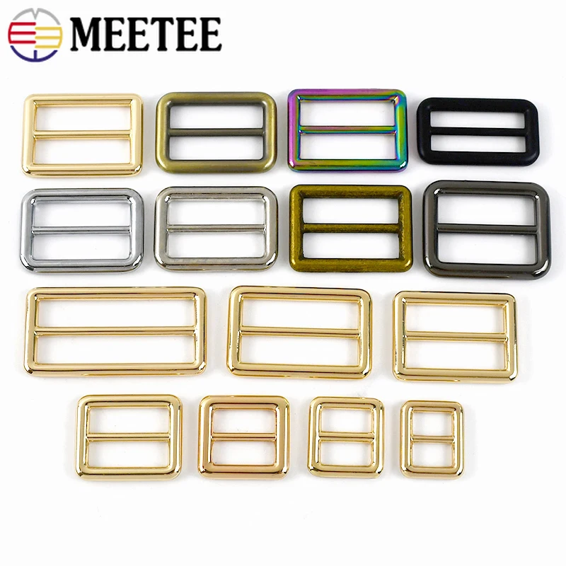 

5Pcs 16-50mm Metal Buckles Tri-Glide Slider HandBag Strap Ring Buckle Webbing Dog Collar Adjuster Clasp Bag Hardware Accessories