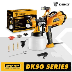 DEKO 1200 ml HVLP-spuitpistool met LED-licht Krachtig elektrisch verfspuitapparaat, 3 mondstukken en grote capaciteit Eenvoudig spuiten