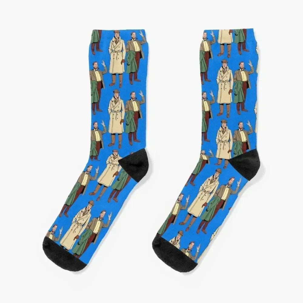 Blake and Mortimer (From the back cover of The Septimus Wave (L'Onde Septimus)) Socks Antiskid soccer ankle Men's Socks Women's