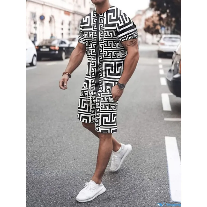 2024 New Summer Casual Fashion Men's T-shirt Shorts Set Tiger Pattern 3d Printed Men's Clothing Short Sleeves And Shorts Suit