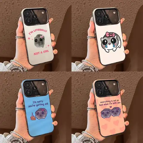 Funny Sad Hamster Meme Phone Case For iPhone 17,16,15,14,13,12,11,Pro,Max,Plus,E,Air,Mini Black Tpu Cover
