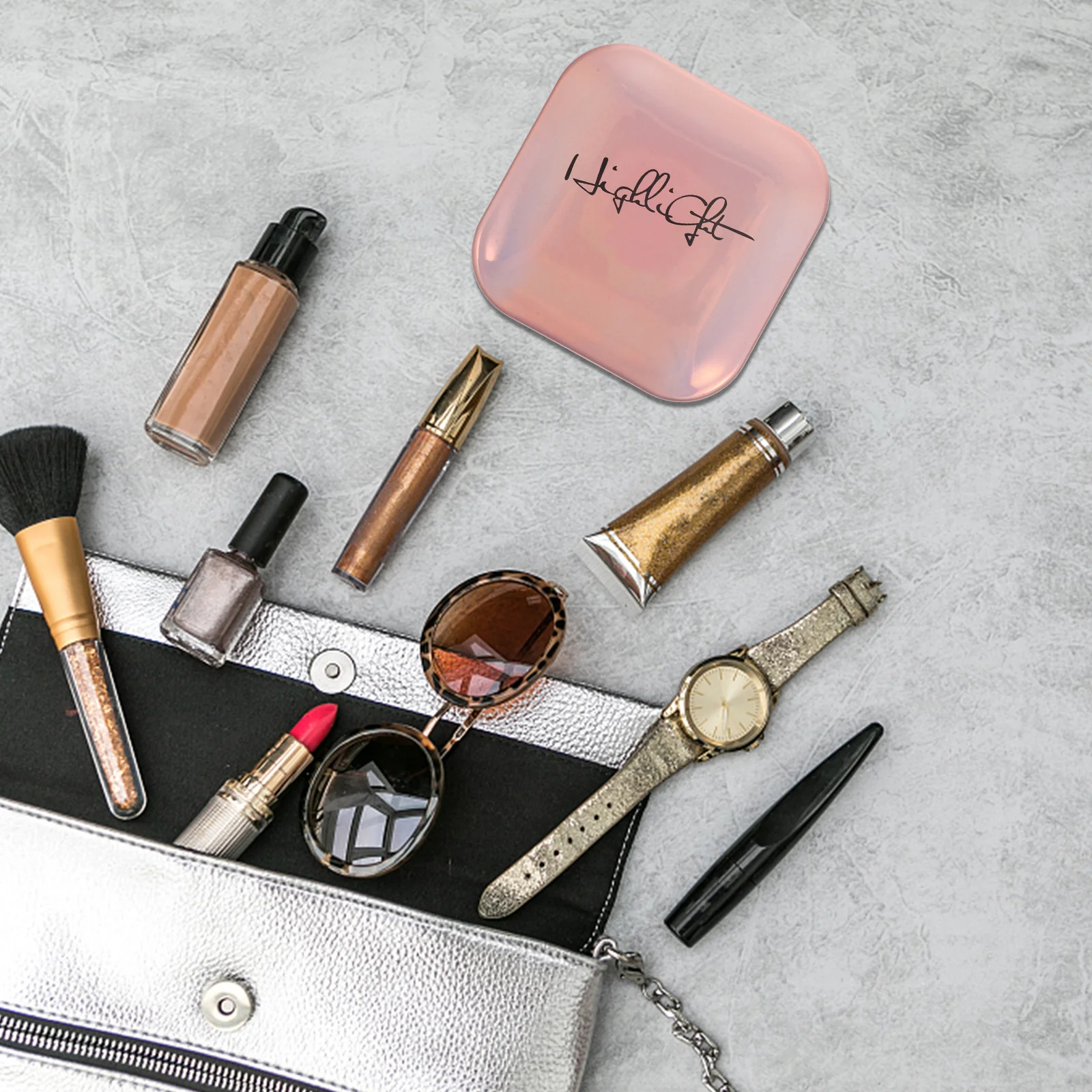 

Highlighter Powder for Makeup Women Face Body Hair Shimmer Compact Pan Smooth Operation Eye Catching Effect Glamorous Finish