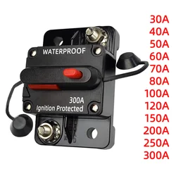30A to 300A circuit breaker fuse reset, car stereo inline fuse holder, waterproof marine circuit breaker reset fuse 12V-48V DC