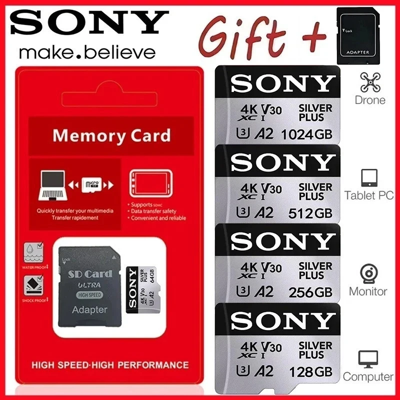 Cartão de Memória Original Sony 1024GB 512GB 256GB 128GB TF micro sd classe V30 UHS-1 cartão flash microsd para smartphone e PC.