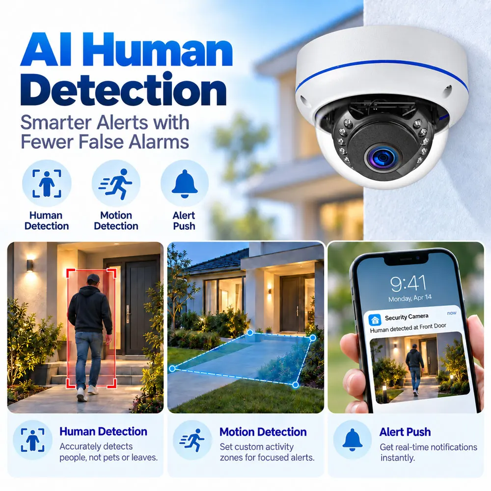 6MP POE Outdoor Security Camera Metal Dome IP Camera Tuya Smart Life AI Human Detection Audio Record Waterproof Explosion-Proof