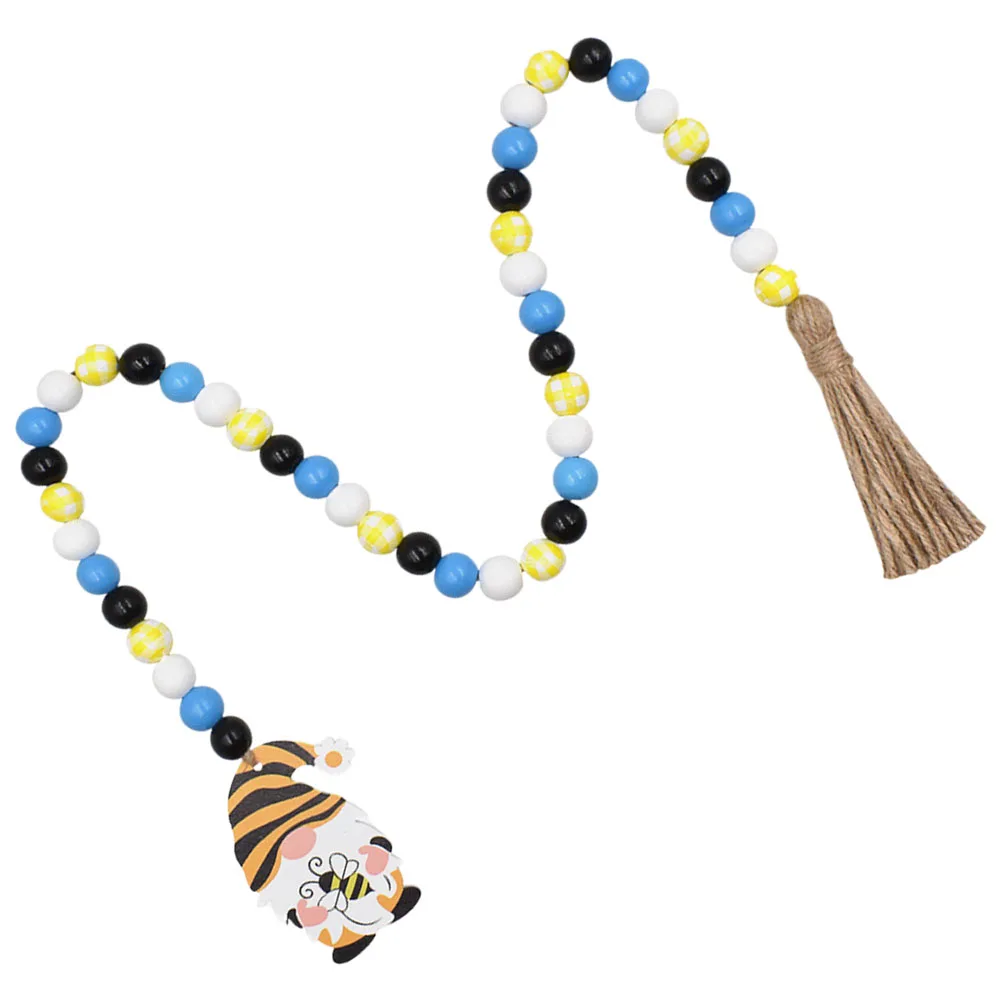 

Bee Wood Beads Garland 222cm Decorative String Tassel Pendant Festival Wall Decor Party Store Reusable Wooden Bead